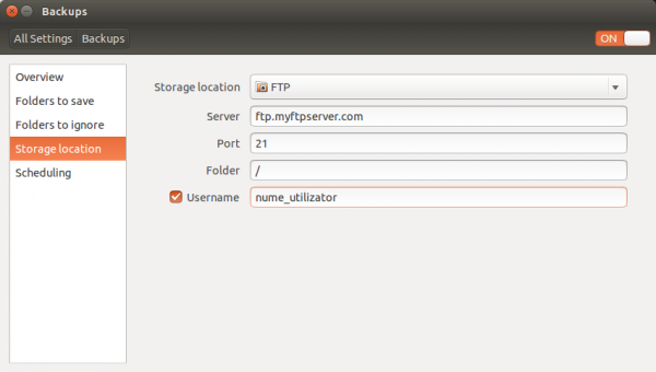 Backups Storage location - FTP