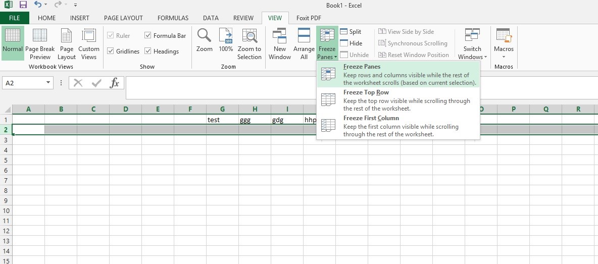 how to freeze multiple panes in excel 2013
