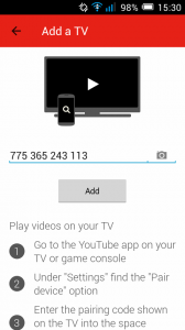 youtube pair device enter code