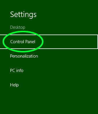 windows 8 control panel