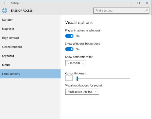 othe options windows 10