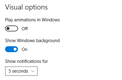 visual options windows 10