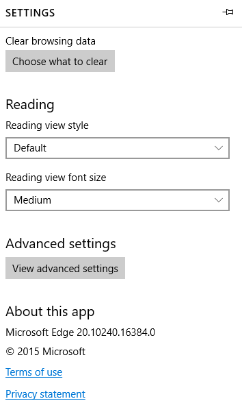 edge advanced settings