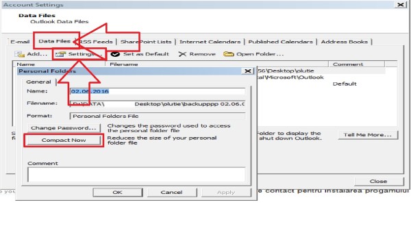 6 Facem click pe data settings si comp