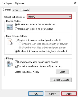 Control Panel - File Explorer Options - Figura 3