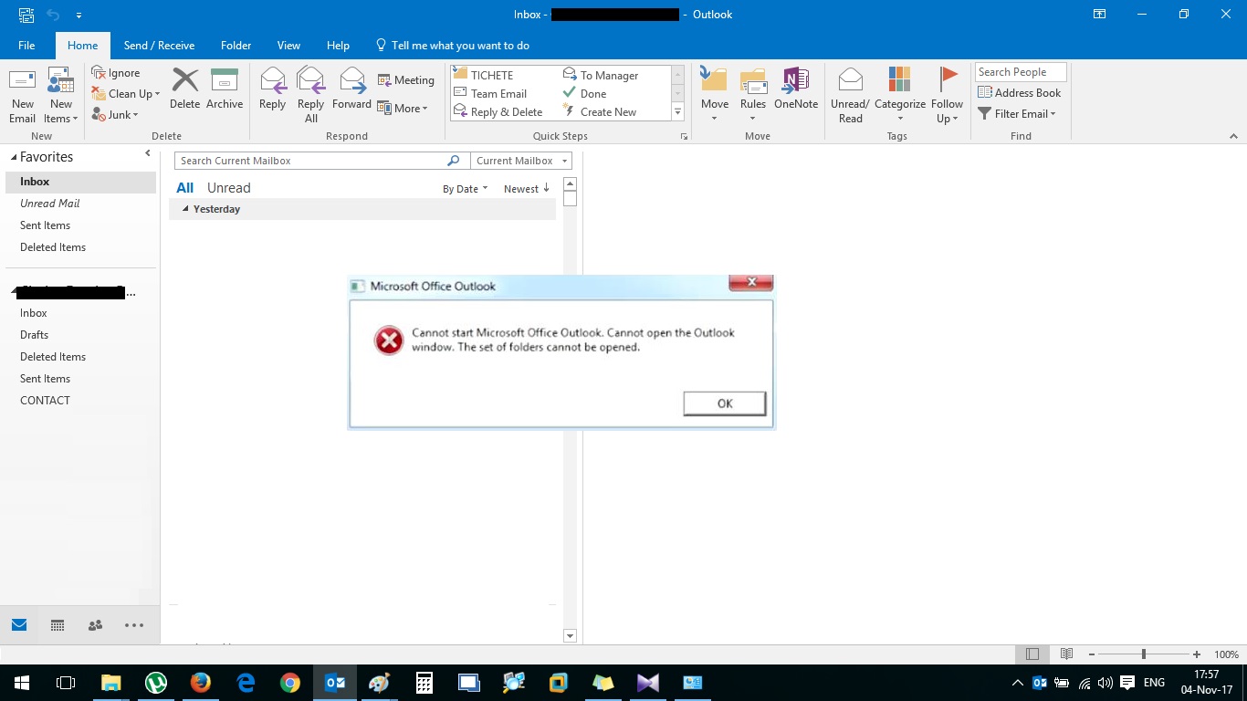 cannot start microsoft outlook cannot open window