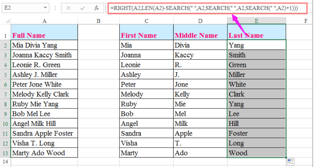 spiralformet Vred næve How To Split Full Name To First And Last Name In Excel – Askit | Solutii si  rezolvari pentru diverse situatii IT