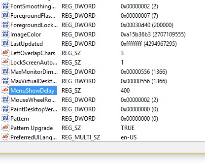 Menushowdelay windows 10 какое значение выставить