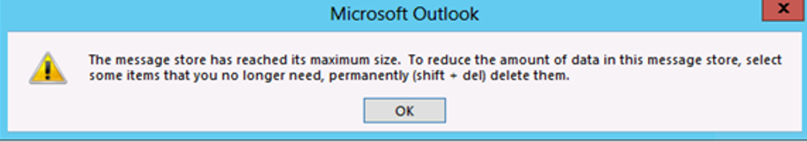 Rezolvare Eroare Outlook The Message Store Has Reached Maximum Size 