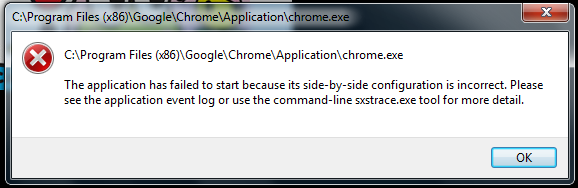 google chrome install failed to start