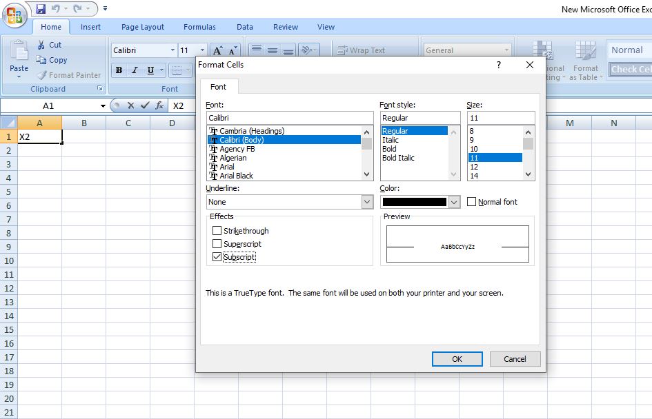 how to make a superscript on excel graph