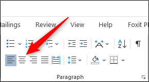 how to change the horizontal alignment in word 2016