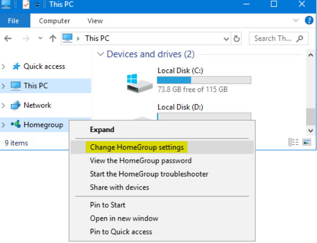 how to reset homegroup in windows 10