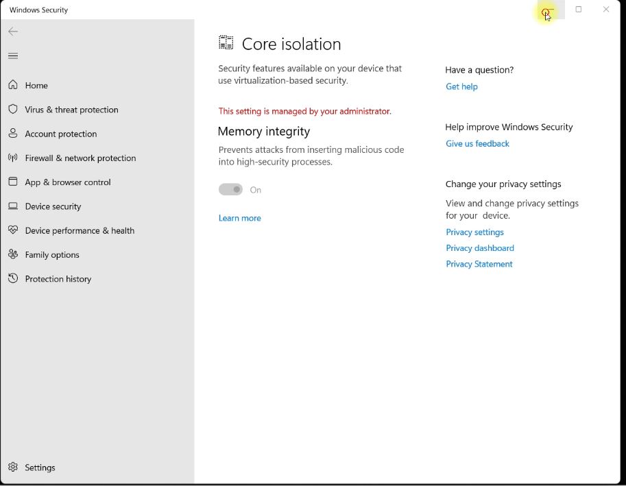 how-to-remove-managed-by-your-organization-from-core-isolation-setting